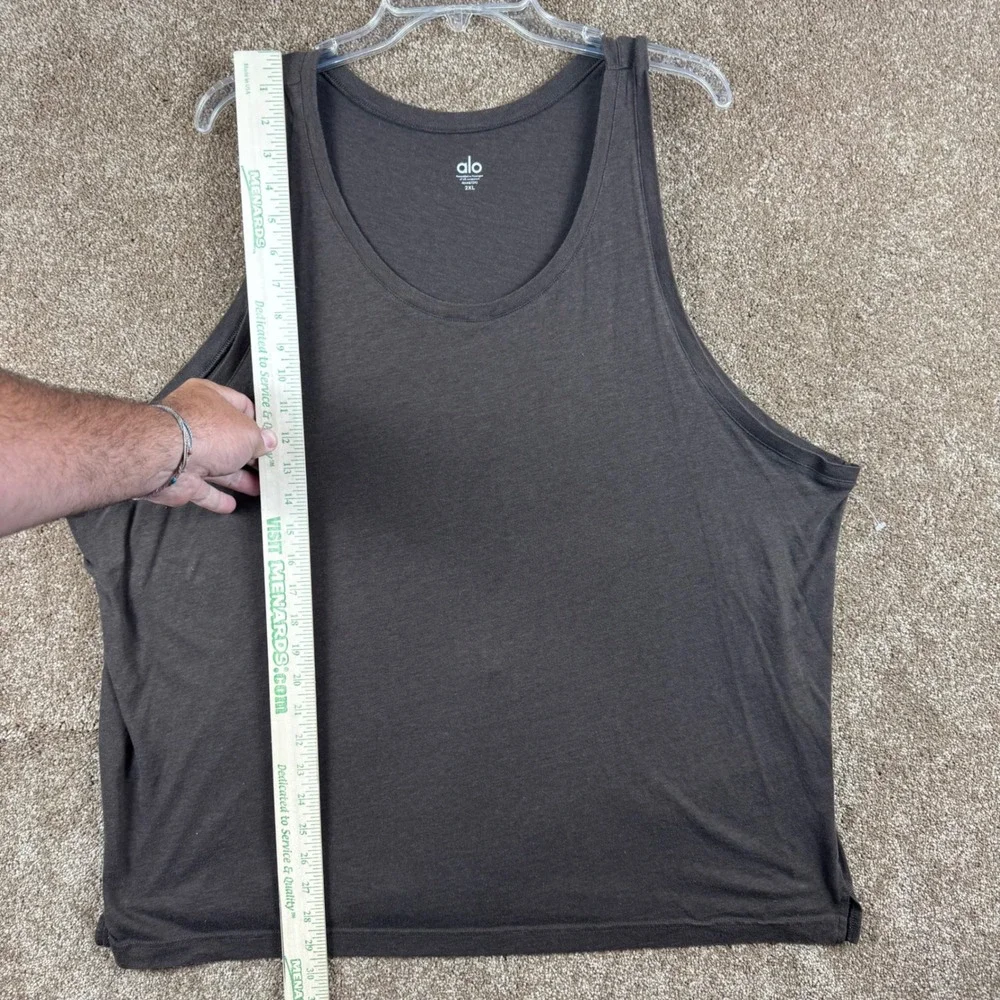 Alo Yoga Womens XXL Brown Heathered Scoop Neck Sleeveless Athletic Tank Top